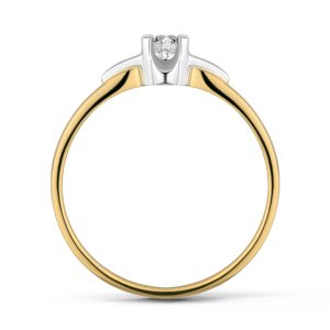 Pierścionek z brylantem 0,15 ct żółte i białe złoto – diament SI H