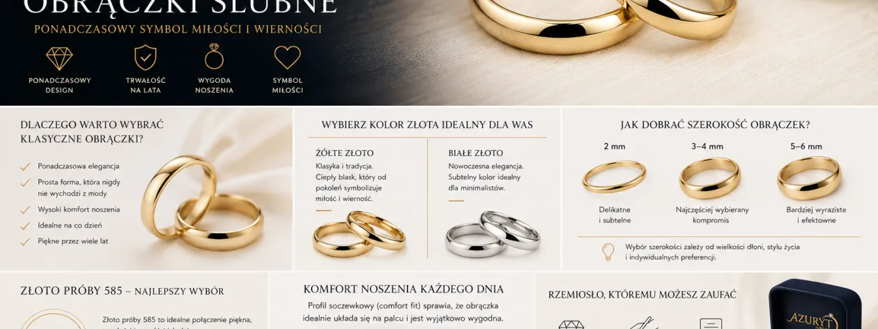 Klasyczne obrączki ślubne – ponadczasowa elegancja i trwałość  Azuryt