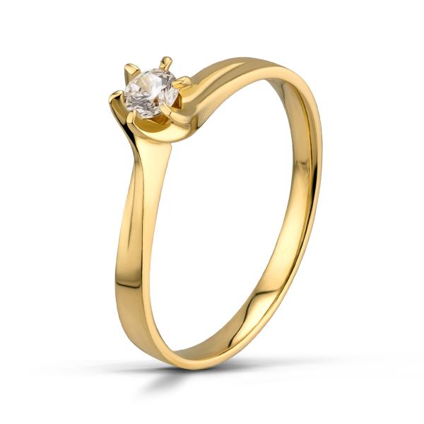 Pierścionek z brylantem 0,25 ct żółte złoto – Jubiler Azuryt
