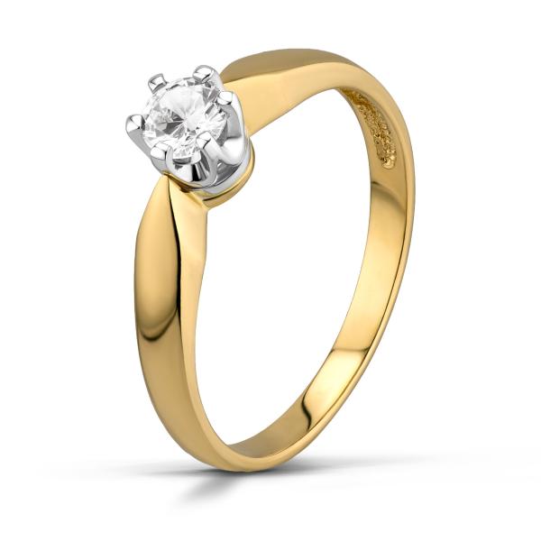 Pierścionek z brylantem 0,25 ct żółte złoto diament SI H – Jubiler Azuryt