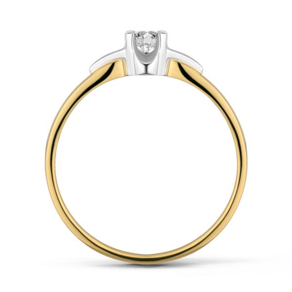 Pierścionek z brylantem 0,15 ct żółte i białe złoto – diament SI H