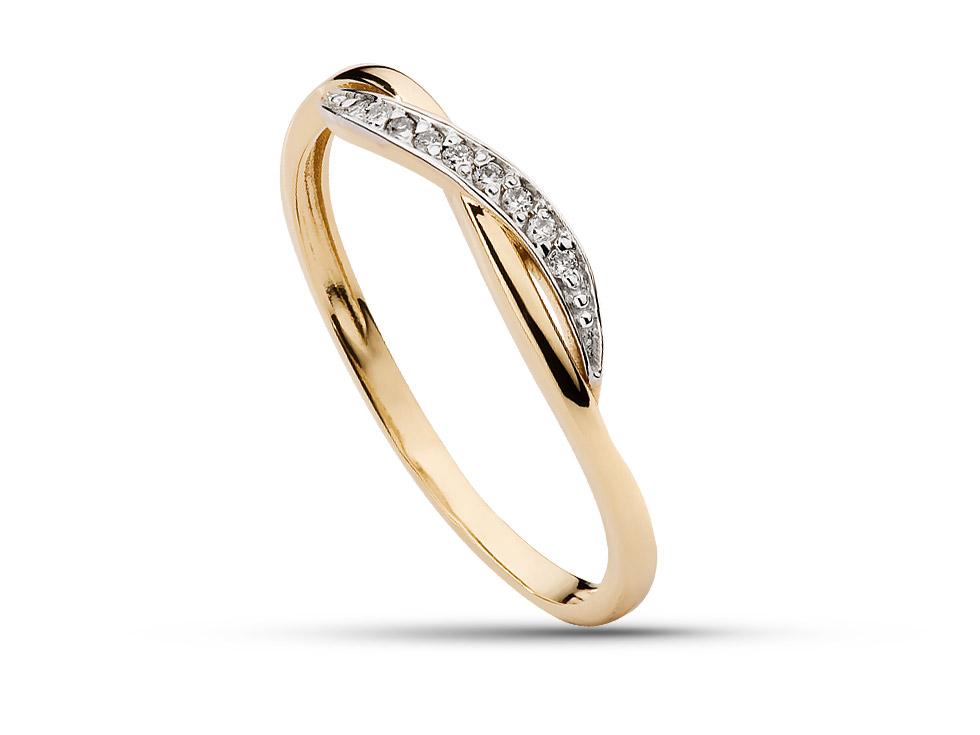 Pierścionek z brylantami 0,04 ct żółte złoto 585 AZ0032